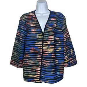 Clara Sun Woo Women's Sz XL Abstract Floral Print Knit Cardigan (1901)